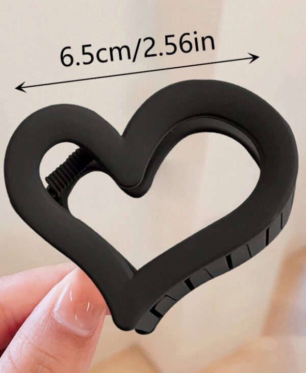 4pcs/1pc Women's Medium Black, White, Brown, Khaki 2.56 In Heart-Shaped Plastic Hair Clips, Fashion, Elegant, Simple, Solid Color, Suitable For Daily, Outdoor, Casual, Party, Commuting, Vacation, Washing Face, Makeup, Matching Clothes, Hair Accessories Valentine's Day Valentines - Image 4