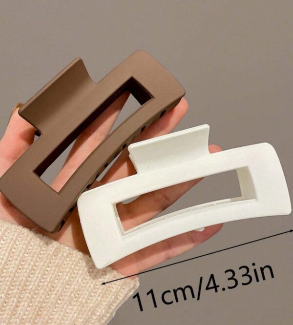 4pcs/1pc Women Black, White, Brown 4.33in/11cm Square Plastic Large Hair Clips, Fashionable, Elegant, Versatile, Minimalist Style, Suitable For Daily, Party, Commute, Vacation - Hair Claws For Styling, Washing, Make-Up, Outfit Accessorizing - Image 4