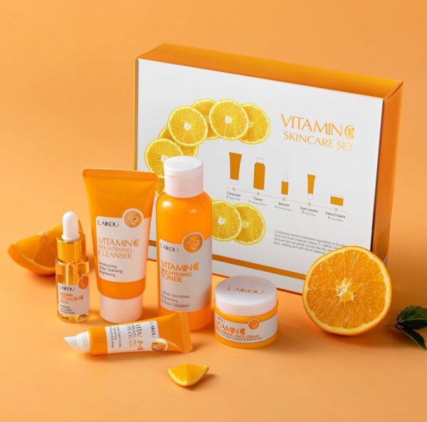 LAIKOU Skincare Set, Vitamin C Serum for Face Skin Care Sets & Kits - Cleanser, Toner, Serum, Eye Cream & Face Cream, Facial Care Kit for Radiant Skin, Anti Aging Gift Set for Women Teenage Girls 5pcs - Image 5