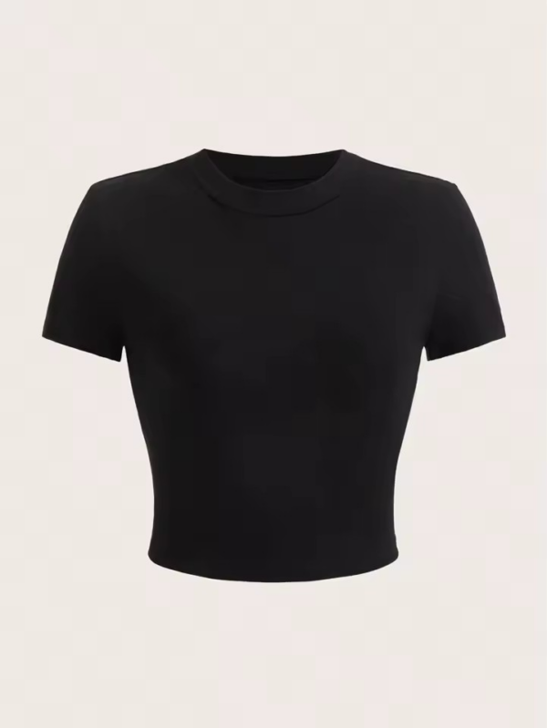 Woman Solid Crop Tops Short Sleeve High Elastic Viscose T-Shirt Soft O-Neck Sporty Tees Summer Street Fashion Female Clothes - Image 5